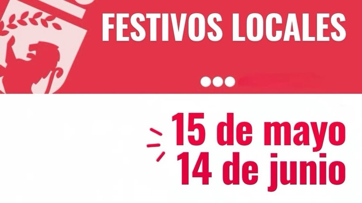 Cartel informativo de los festivos locales aprobados en Coslada: 15 de mayo y 14 de junio
