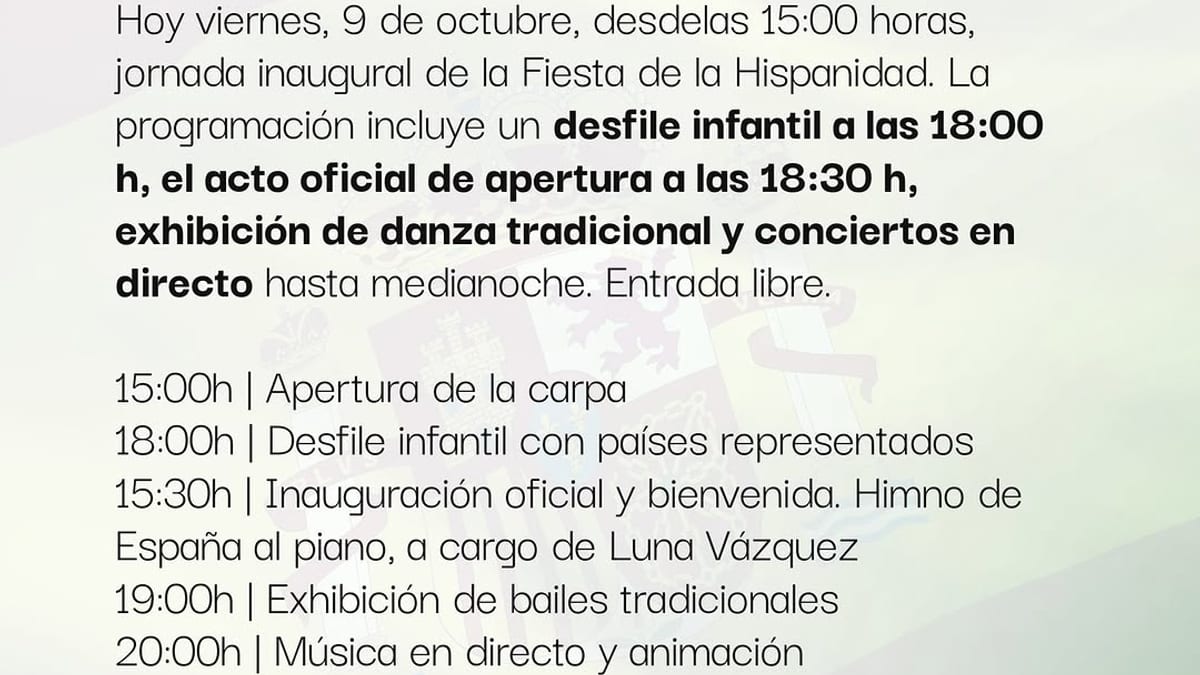 Cartel de la Fiesta de la Hispanidad en la Carpa Malvaloca de Collado-Villalba
