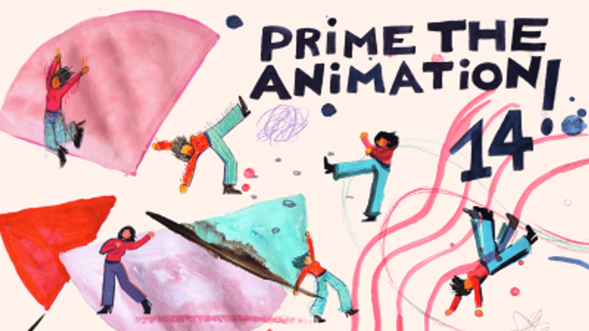 Cartel del festival internacional de animación Prime the Animation! programado por la Filmoteca Valenciana