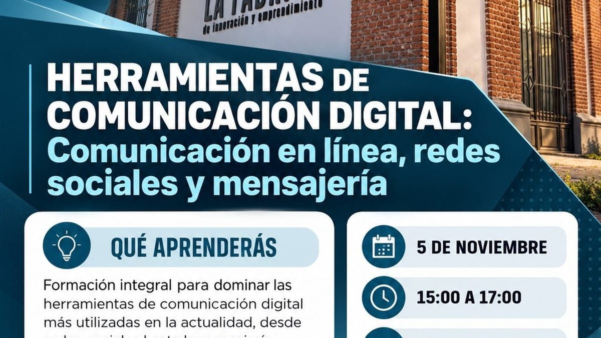 Cartel de la formación en herramientas de comunicación digital del Ayuntamiento de Pinto