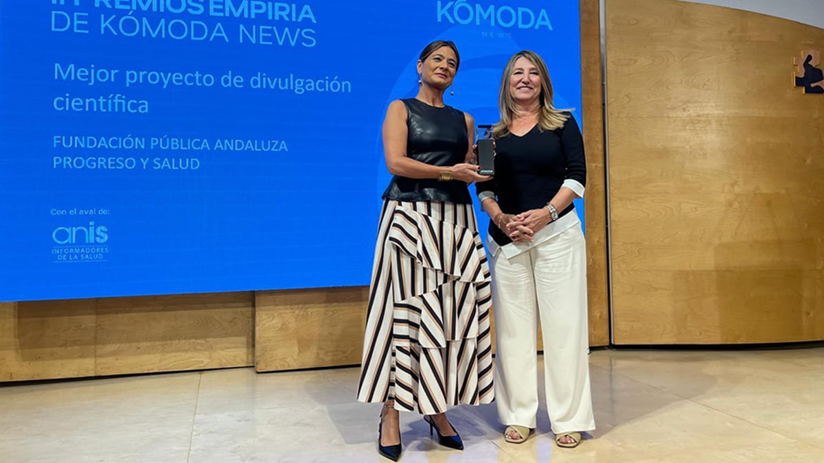 Certificado de los II Premios Empiria de Kómoda News a la Fundación Pública Andaluza Progreso y Salud por mejor proyecto de divulgación científica