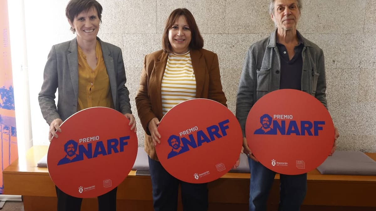 Cartel promocional de la gala final del Premio Narf 2024 con Os Quinindiolas