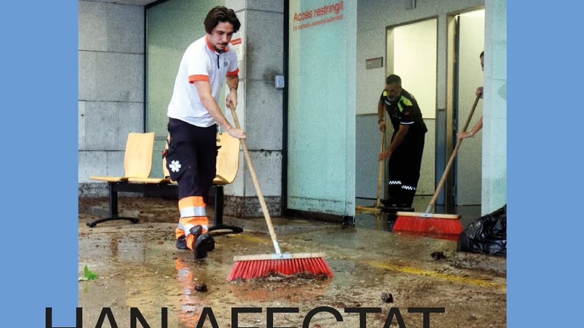 Cartel informatiu de la Generalitat de Catalunya sobre la línia ICF Emergències amb text 'Han afectat el teu negoci?' i missatge sobre finançament per a la recuperació d'empreses danyades pels aiguats