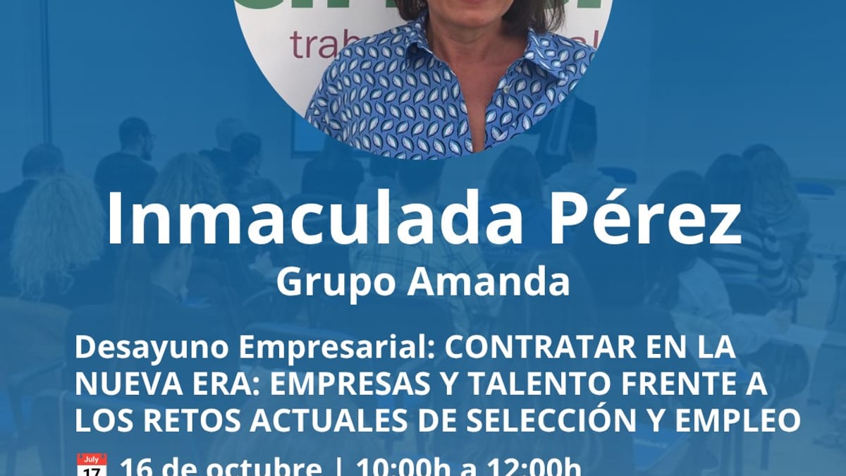 Cartel del Desayuno Empresarial de GISA sobre atracción de talento con participación de Inmaculada Pérez del Grupo Amanda