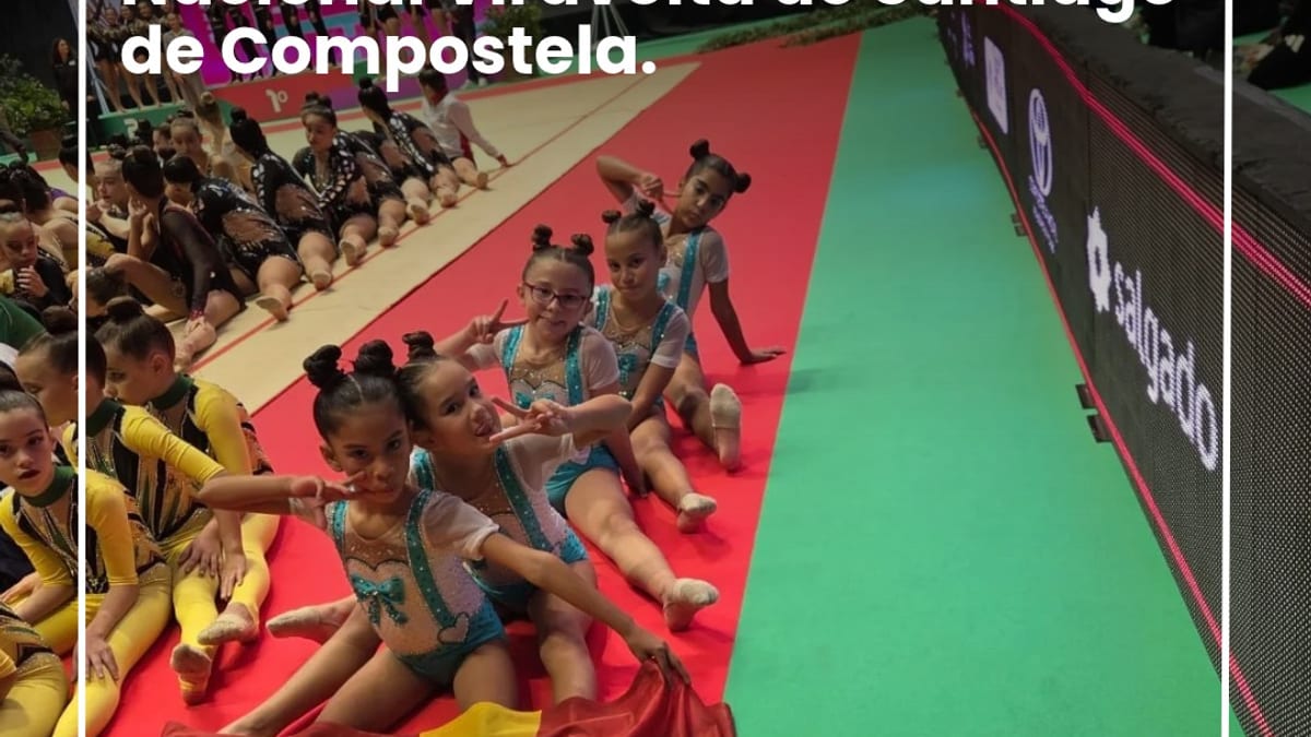 Conjunto benjamín de gimnasia rítmica de Navalcarnero en el Torneo Nacional Viravolta de Santiago de Compostela