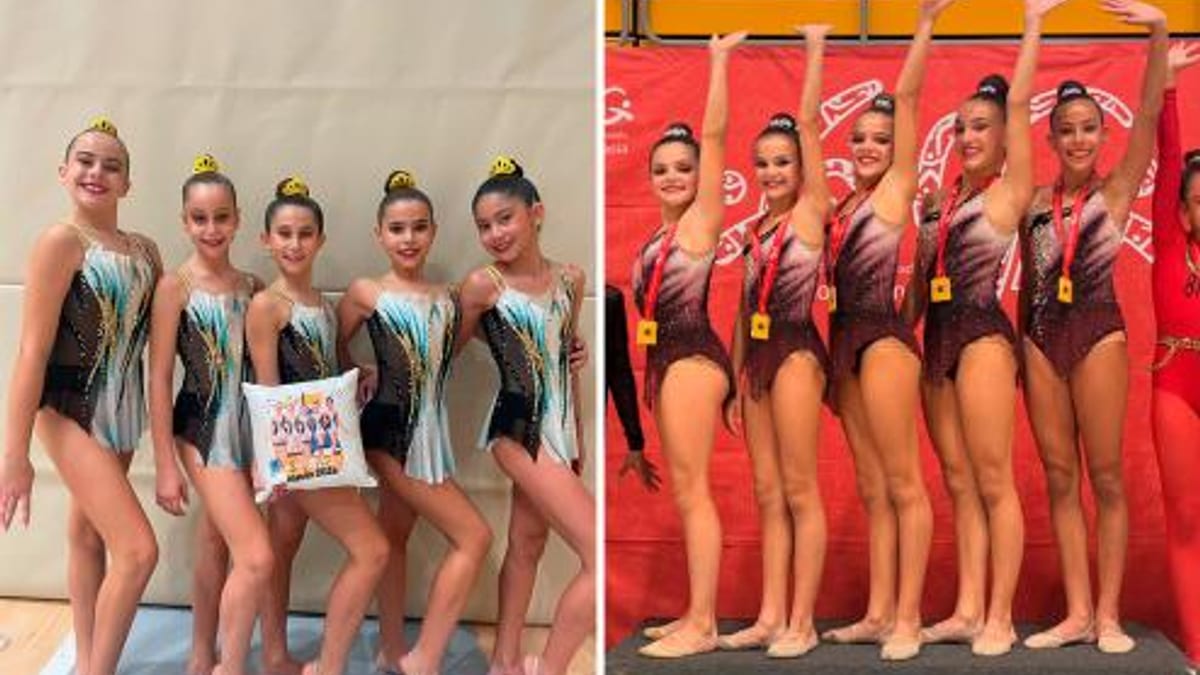 Gimnastas del Club Escuela Gimnasia Rítmica Torrejón en competición