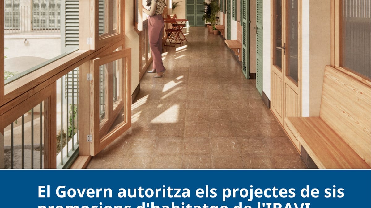 Cartel anunciando la autorización de seis promociones de vivienda pública del IBAVI a Mallorca y Menorca