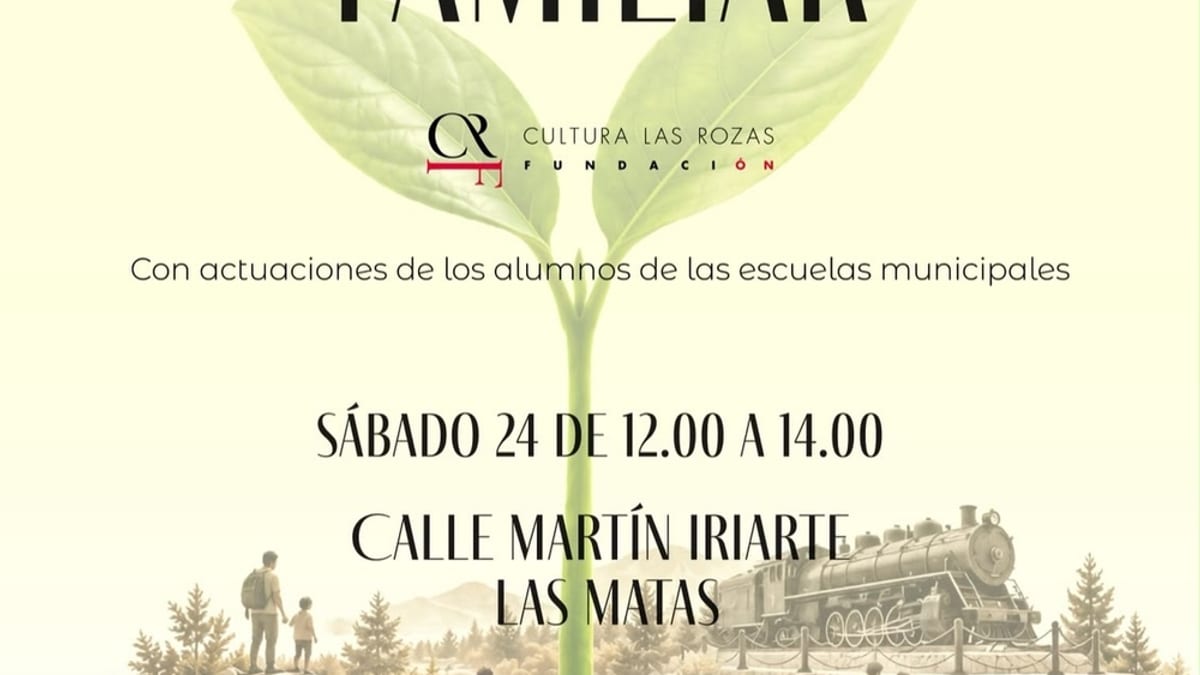 Cartel promocional de la Gran Plantación Familiar en Las Matas con información de fecha, hora y ubicación