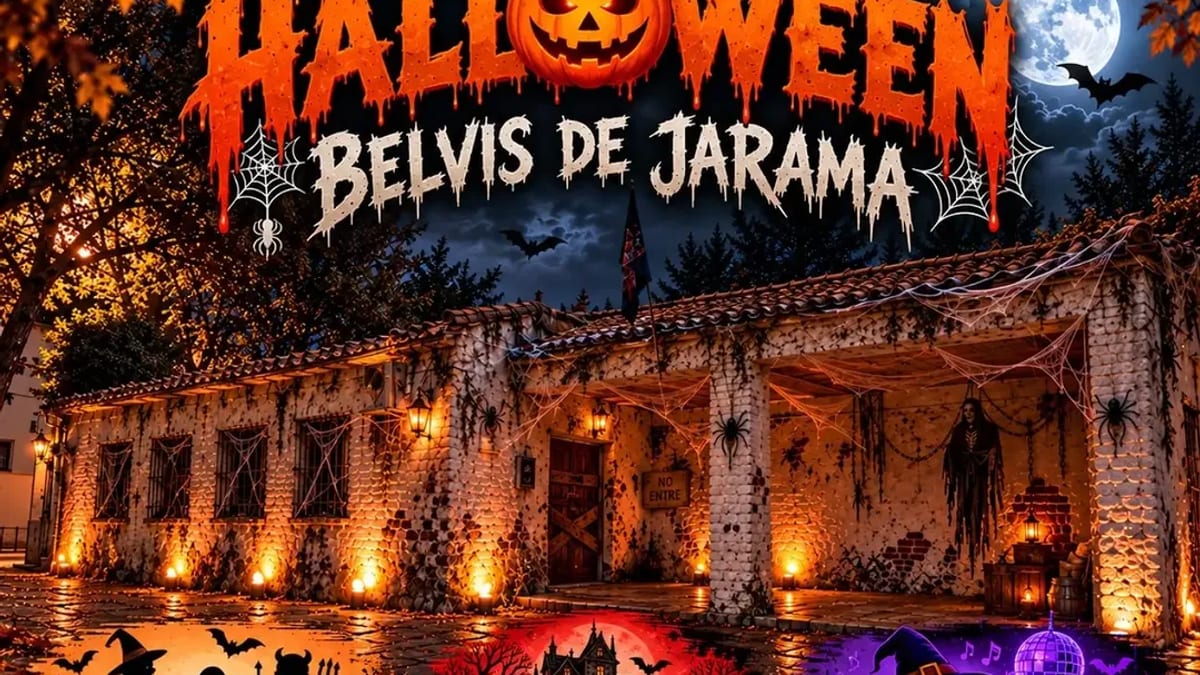 Cartel de Halloween 2026 en Belvis de Jarama con información sobre truco o trato, pasaje del terror y fiesta de disfraces