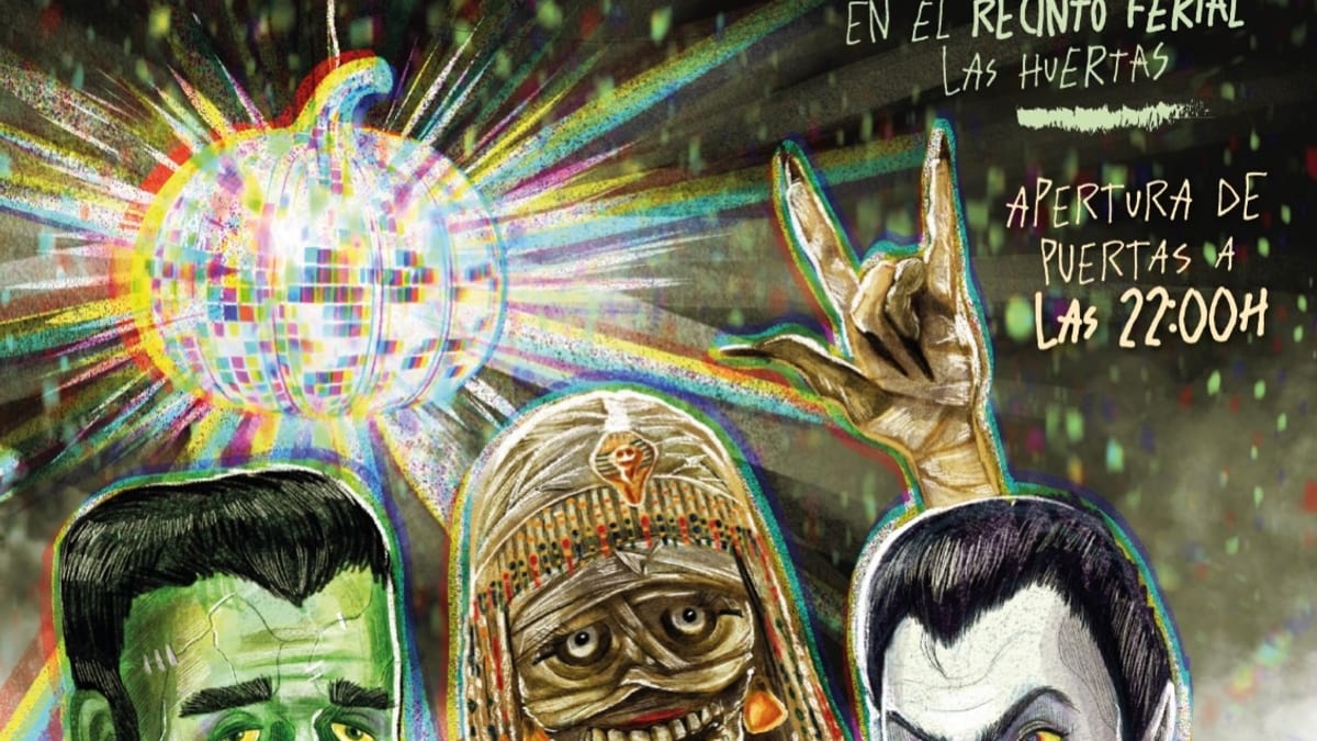 Cartel de Halloween de Colmenar Viejo con información de la fiesta del 31 de octubre en el Recinto Ferial Las Huertas
