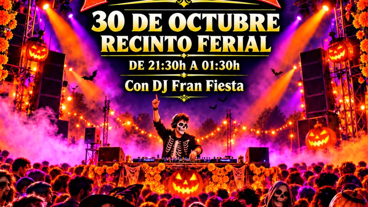 Cartel de la Halloween Party de Pinto del 30 de octubre con DJ Fran Fiesta en el Recinto Ferial