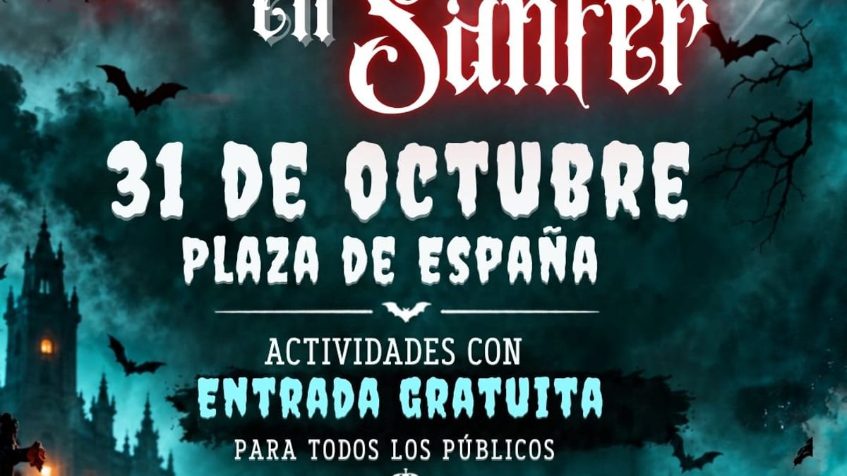 Cartel de Halloween en San Fernando de Henares anunciando actividades gratuitas el 31 de octubre en la plaza de España
