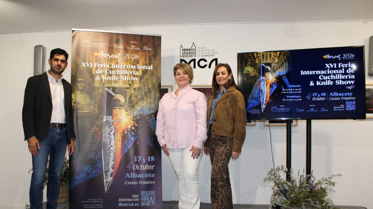 Cartel promocional IBERCUT 2026, XVI Feria Internacional de Cuchillería, 17 y 18 de octubre en Casino Primitivo de Albacete