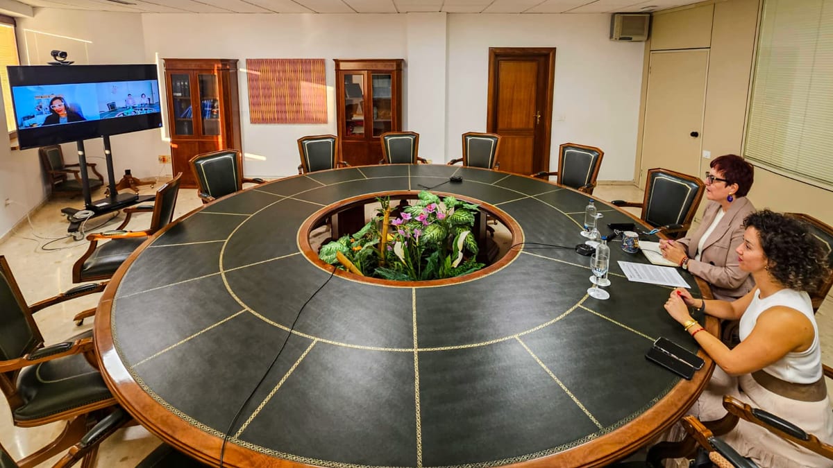 Reunión con la investigadora María Martín Barranco del Instituto Canario de Igualdad durante la investigación sobre violencia de género