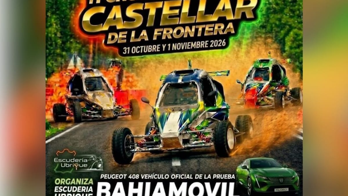 Cartel promocional de la II Cronometrada de Castellar de la Frontera con información de horarios y vehículos participantes