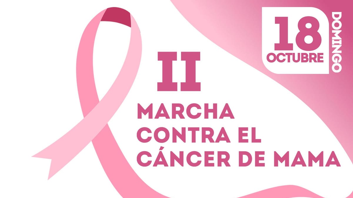 Cartel de la II Marcha Contra el Cáncer de Mama de San Sebastián de los Reyes, 18 de octubre, con información de horarios y colaboradores