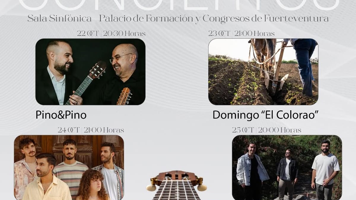 Cartel del III Encuentro Nacional de Timple con los artistas Pino&Pino, Domingo El Colorao, Molinos de Paso y Trío de Raíz