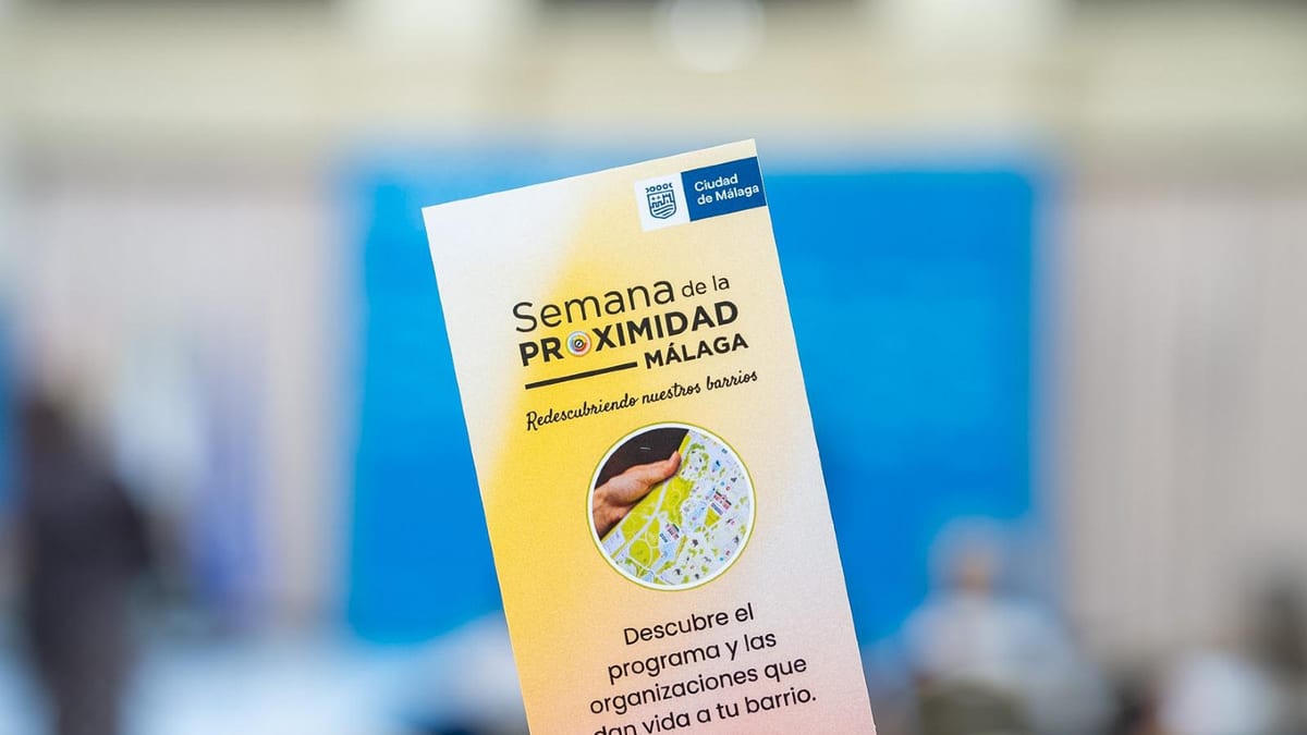 Cartel de la III Semana de la Proximidad de Málaga 2024 con el lema 'Redescubriendo nuestros barrios'