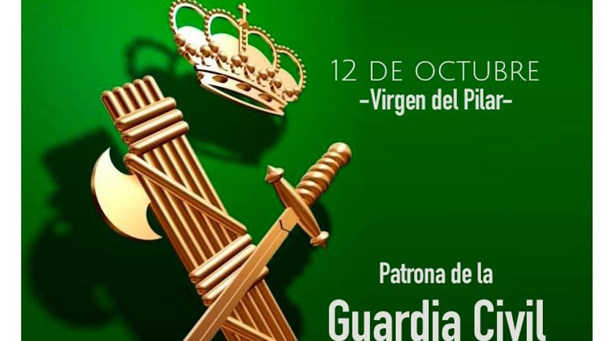 Cartel conmemorativo de la Virgen del Pilar, patrona de la Guardia Civil, celebrada el 12 de octubre