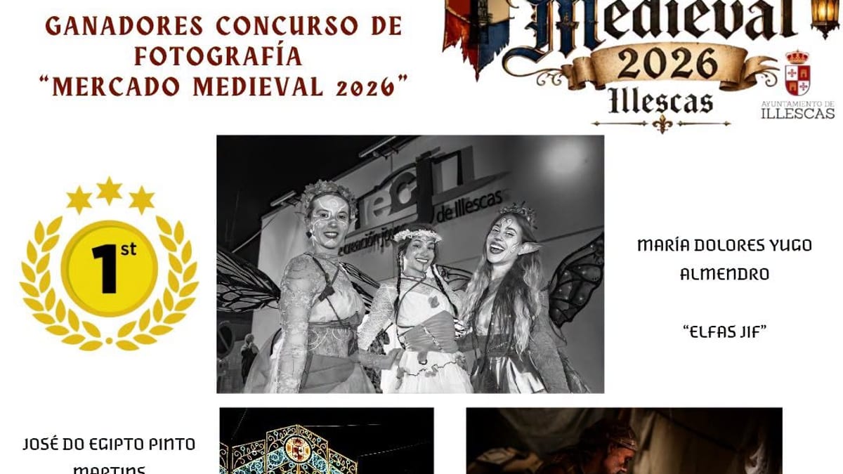 Ganadores del Concurso de Fotografía del Mercado Medieval 2026 de Illescas: María Dolores Yuco Almendro, José do Egipto Pinto Martins y Alejandro Prados Zazo