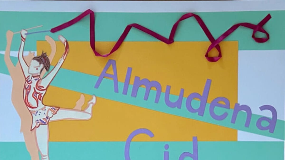 Ilustración de Almudena Cid, la gimnasta, parte de la muestra 'Ilustradas: músicas y deportistas' en García Loca