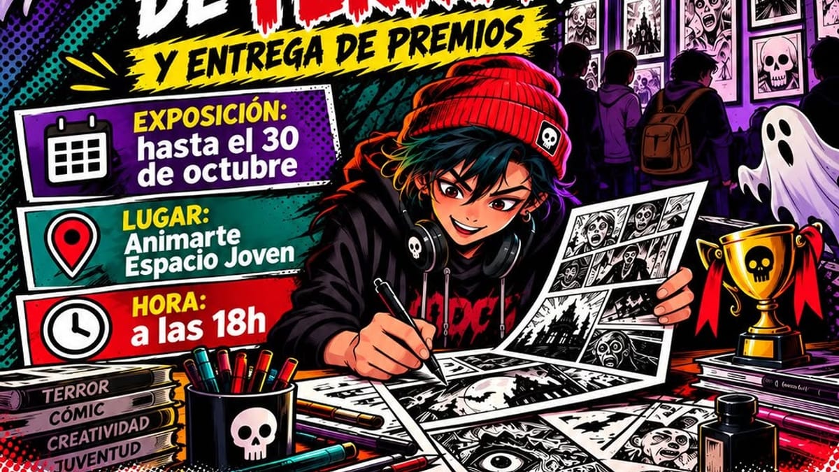 Cartel de inauguración de la exposición de Microcómic de terror en San Fernando de Henares, 24 de octubre en Animarte Espacio Joven
