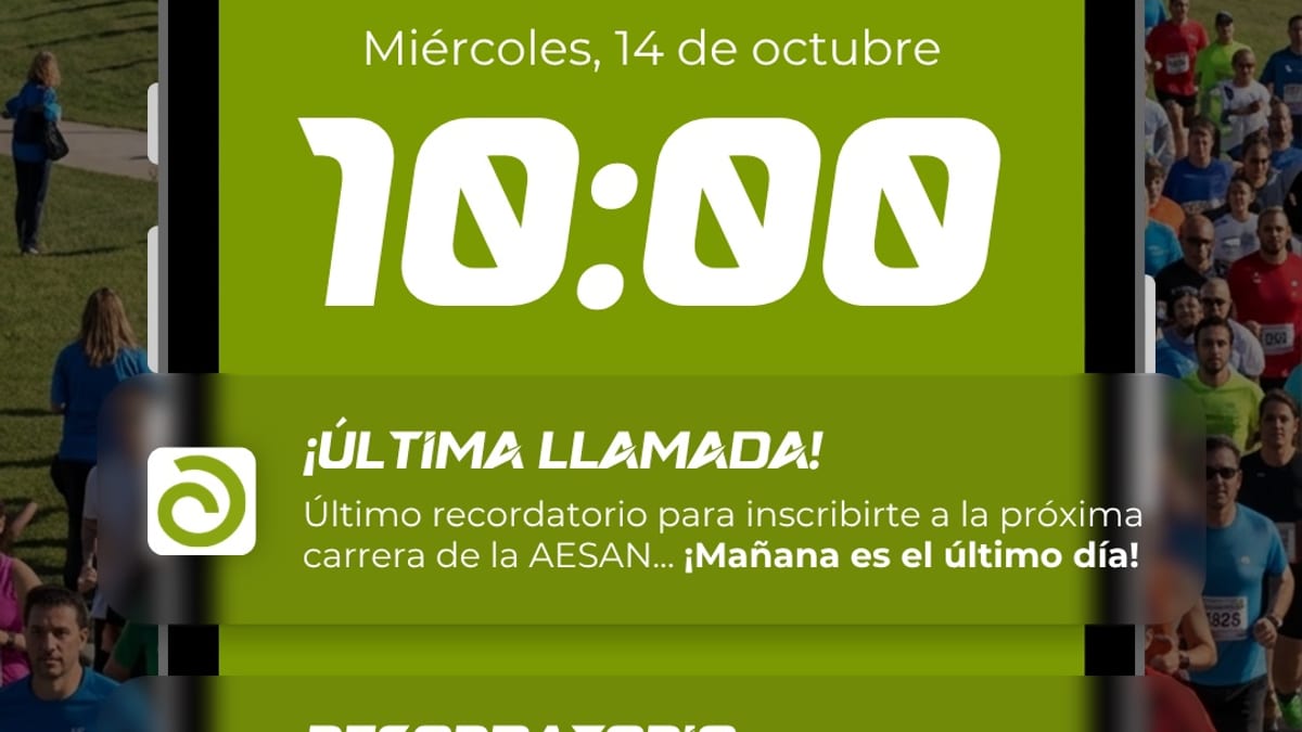 Cartel promocional de la carrera popular de la AESAN 2026 en el Parque Juan Carlos I de Madrid