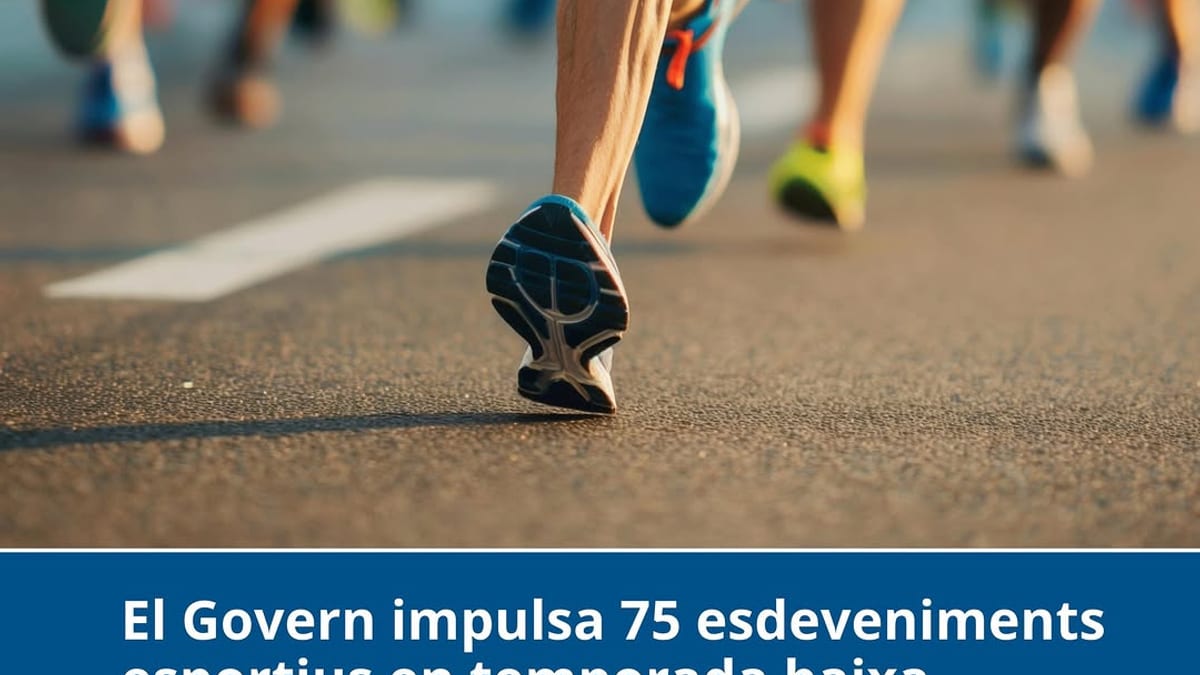 Cartel informativo sobre 75 eventos deportivos impulsados por el Govern de Islas Baleares con 450.000 euros de financiación