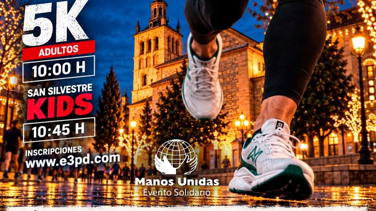 Cartel promocional de la IX San Silvestre Illescana 2026 con información de horarios de carreras y descuento en inscripciones