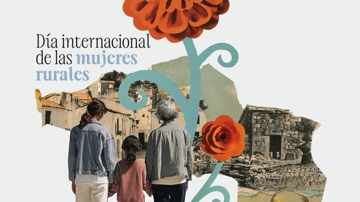 Cartel de la Junta de Extremadura por el Día Internacional de las Mujeres Rurales con el lema 'Con nosotras hay pueblos', fechado 15 de octubre de 2026
