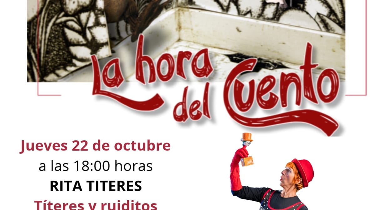 Cartel de La hora del Cuento con Rita Títeres en la Biblioteca Municipal de Villaviciosa de Odón