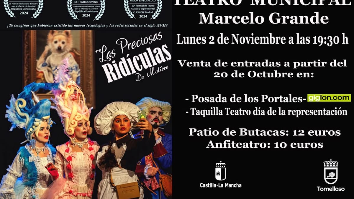 Cartel de Las Preciosas Ridículas en el Teatro Municipal Marcelo Grande de Tomelloso