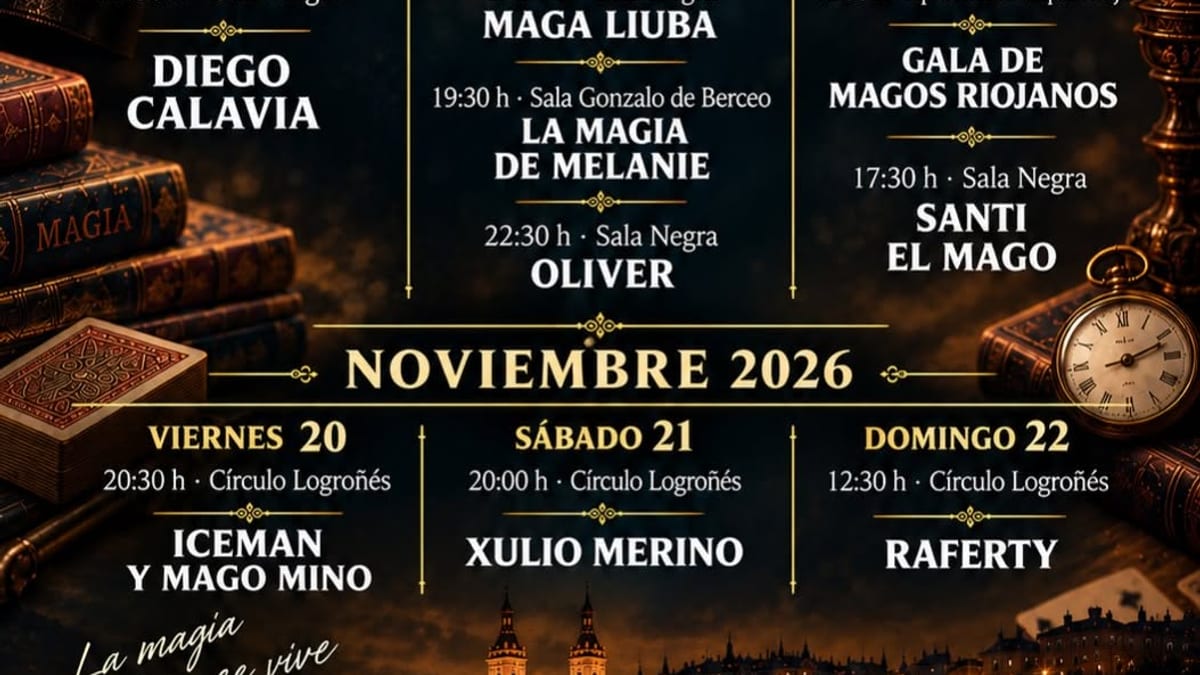 Cartel de Logic Fest 2026, Festival de Magia de Logroño, sexta edición con actuaciones de Diego Calavia, Maga Liuba y otros magos en octubre y noviembre