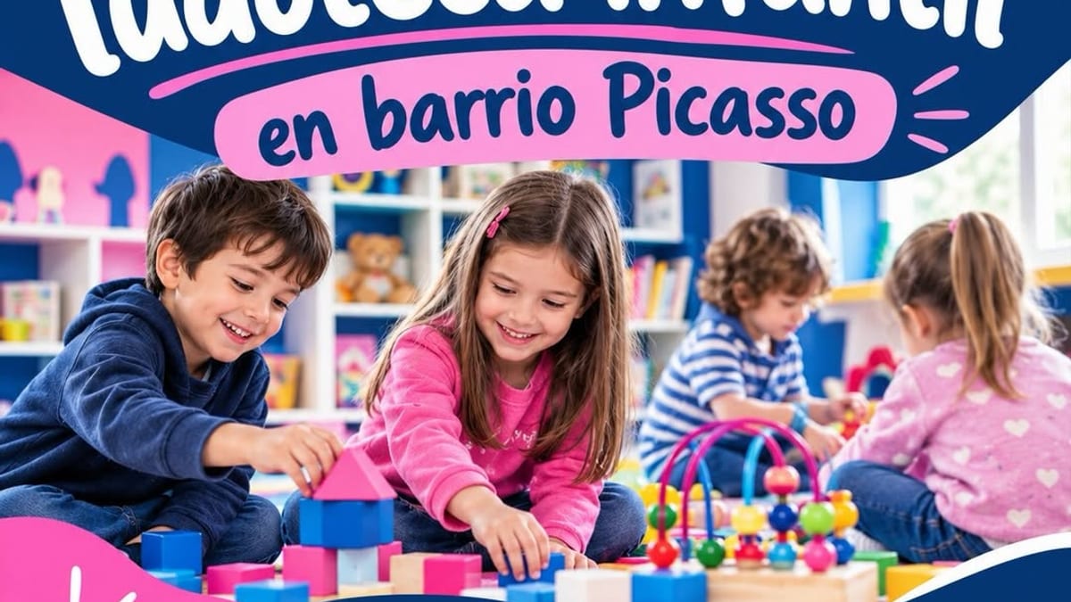 Cartel de la nueva ludoteca infantil en el barrio Picasso de Humanes de Madrid