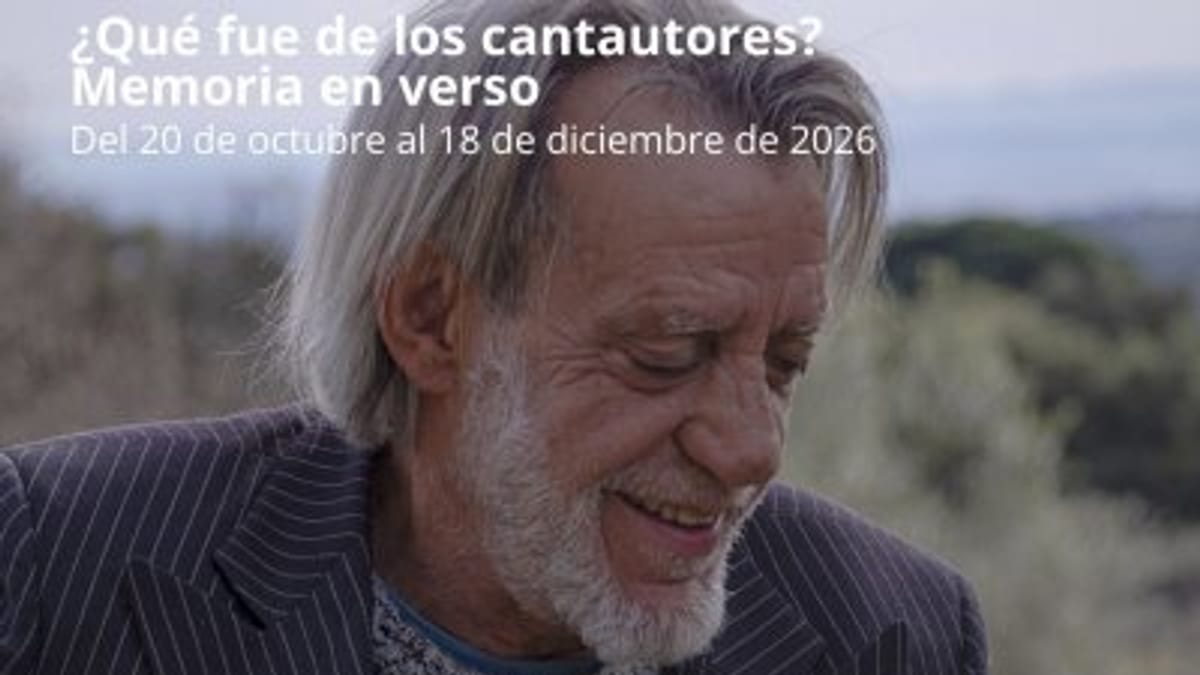 Cartel promocional del proyecto ¿Qué fue de los cantautores? Memoria en verso de Luis Pastor, organizado por la Diputación de Badajoz