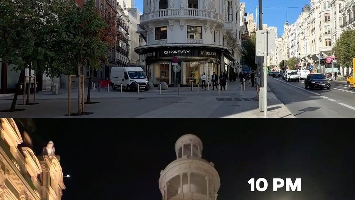Comparación visual de un mismo lugar de Madrid en dos momentos diferentes