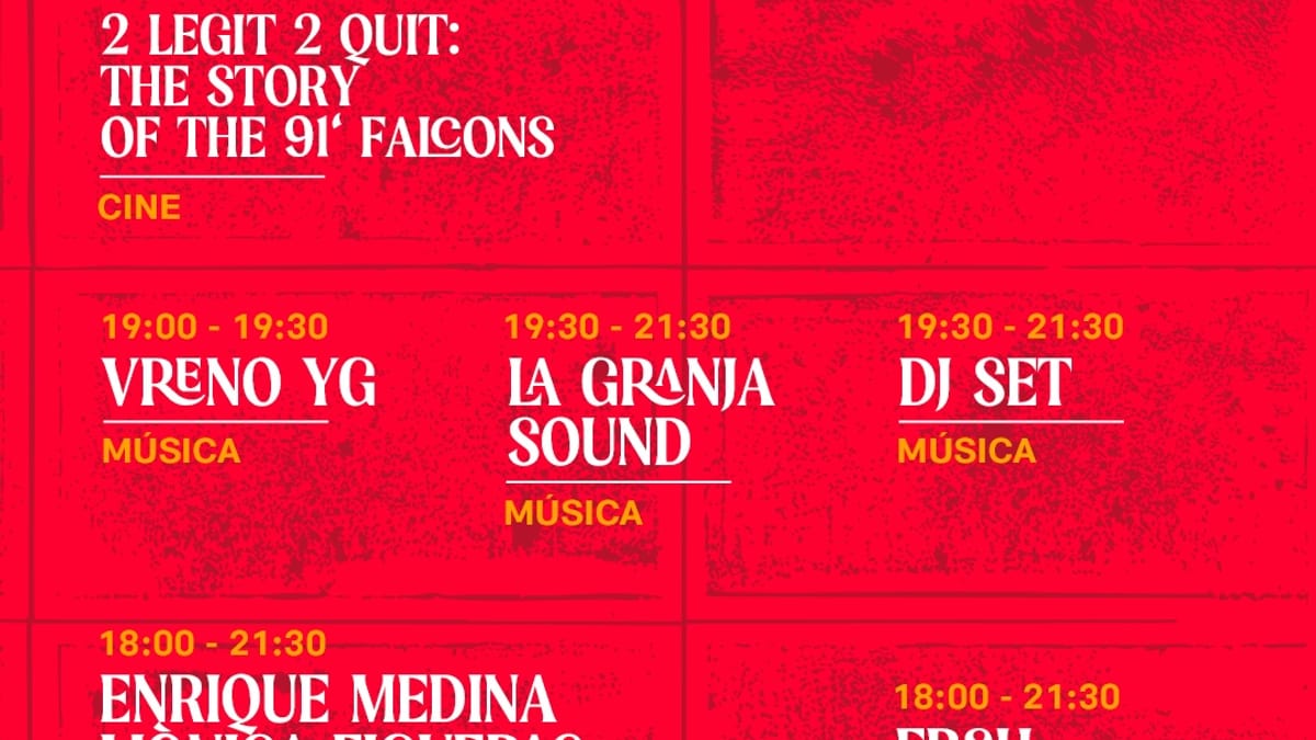 Cartel del festival de música, cultura y fútbol americano en la Fundación Ortega-Marañón de Madrid, 8-10 de octubre