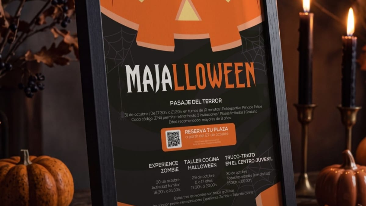 Cartel oficial de Majalloween 2026 con Experience Zombie, Pasaje del Terror, taller de cocina y truco o trato