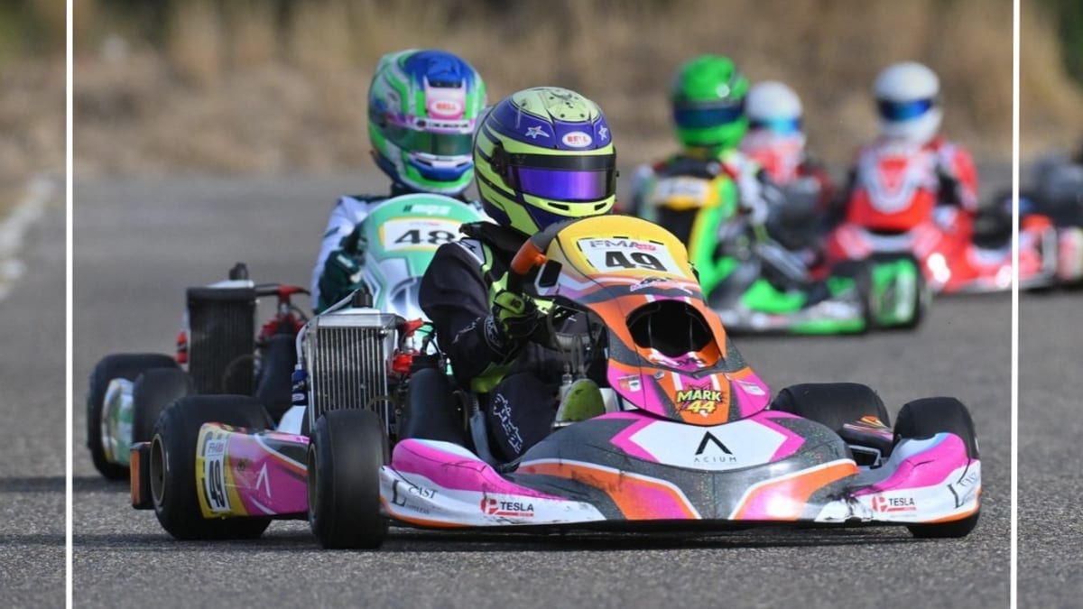 Mark Ugarte, piloto de Navalcarnero, en el circuito de Recas durante la final del CMK Rotax España