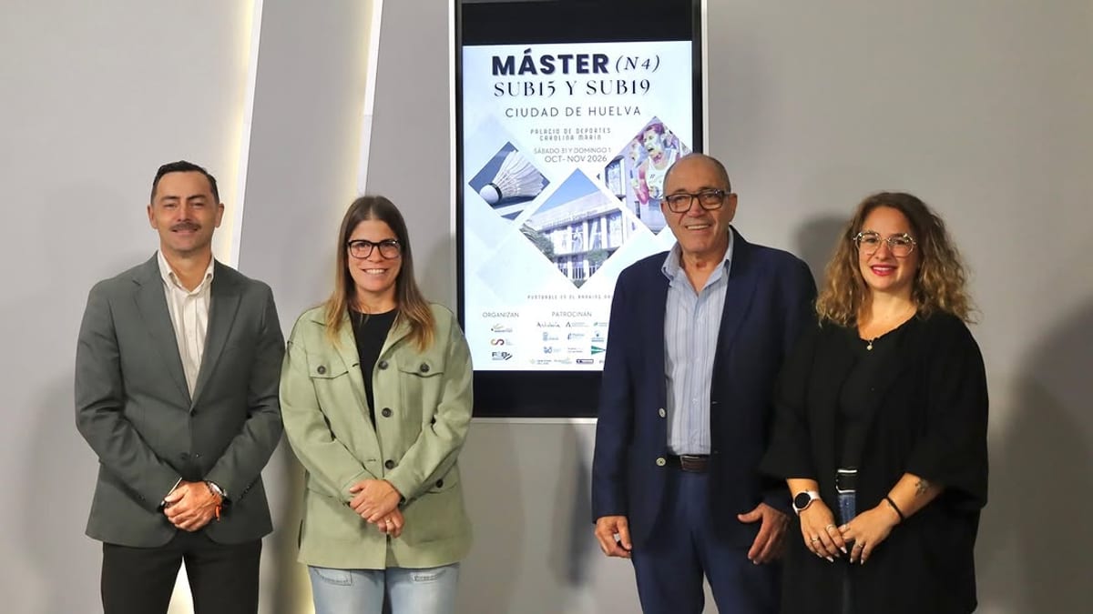 Cartel del Máster Nacional de Bádminton Sub-15 y Sub-19 de Huelva, organizado por el Ayuntamiento de Huelva