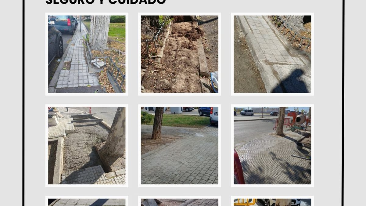 Trabajos de renovación y acondicionamiento de aceras en Navalcarnero realizados por el Ayuntamiento