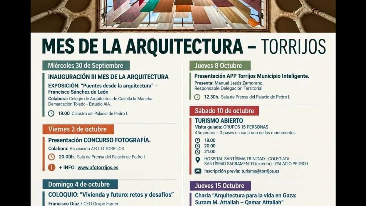 Cartel del taller infantil Arquillaveros del Mes de la Arquitectura en Torrijos