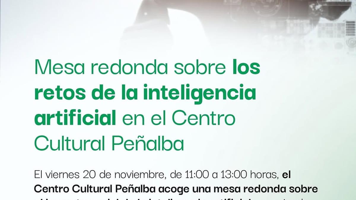 Cartel de la mesa redonda sobre los retos de la inteligencia artificial organizada en Collado Villalba con UC3M y FECYT