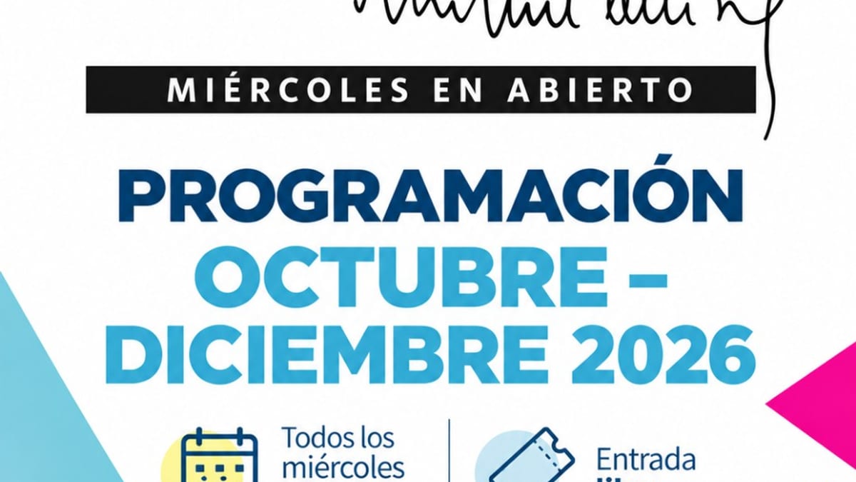 Cartel de la programación de Miércoles en Abierto de Alcobendas de octubre a diciembre con información de actividades culturales gratuitas