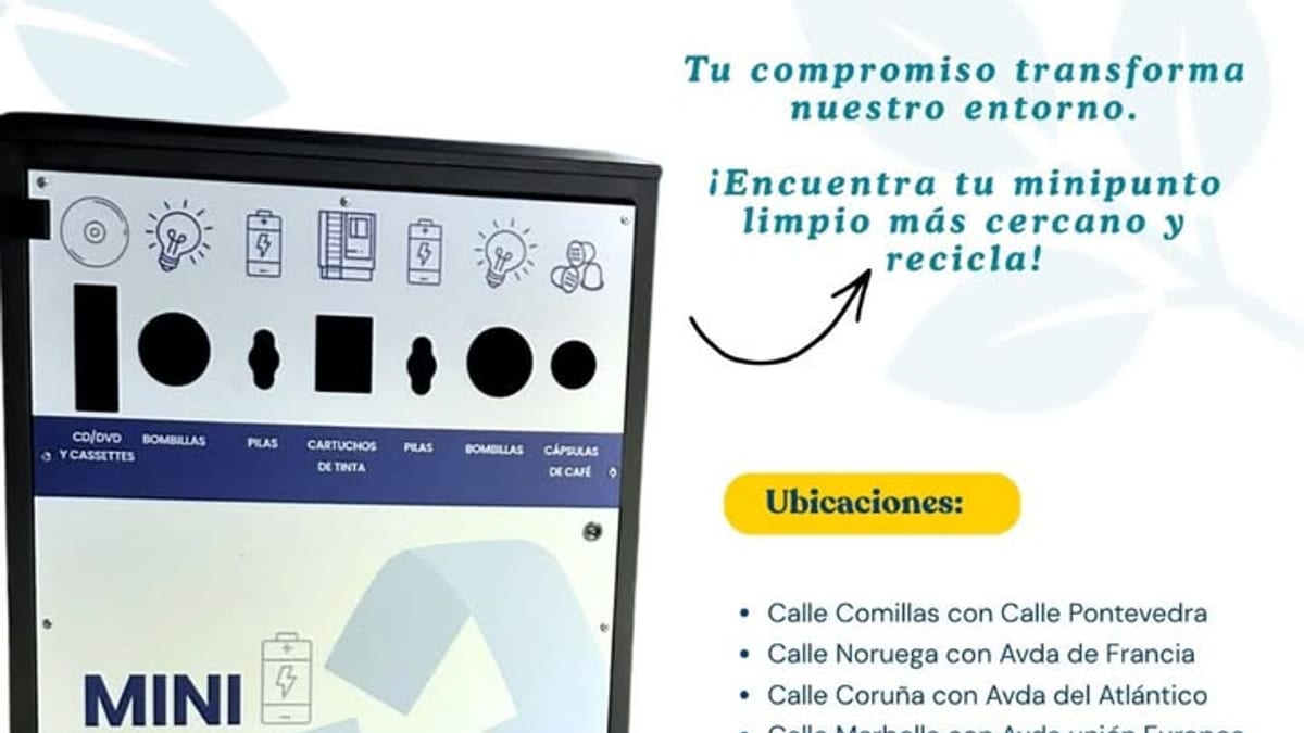 Cartel informativo de los doce nuevos minipuntos limpios instalados por el Ayuntamiento de Arroyomolinos