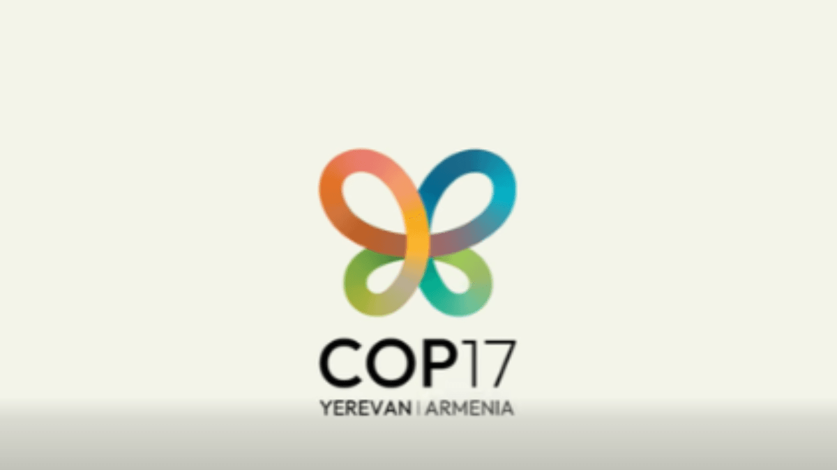 Cartel de participación del Ministerio de Cultura en la COP17 sobre Biodiversidad en Yereván, Armenia