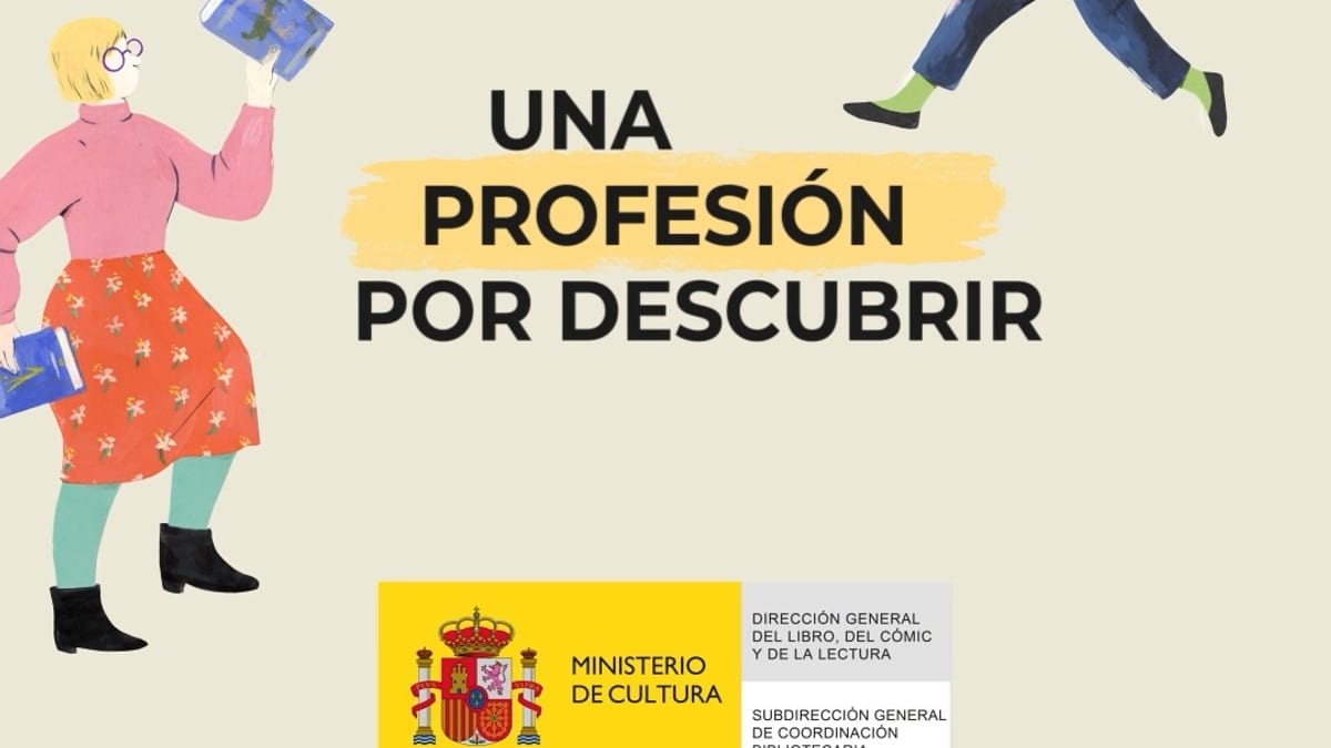 Cartel promocional de la serie Una profesión por descubrir del Ministerio de Cultura para el Día de las Bibliotecas