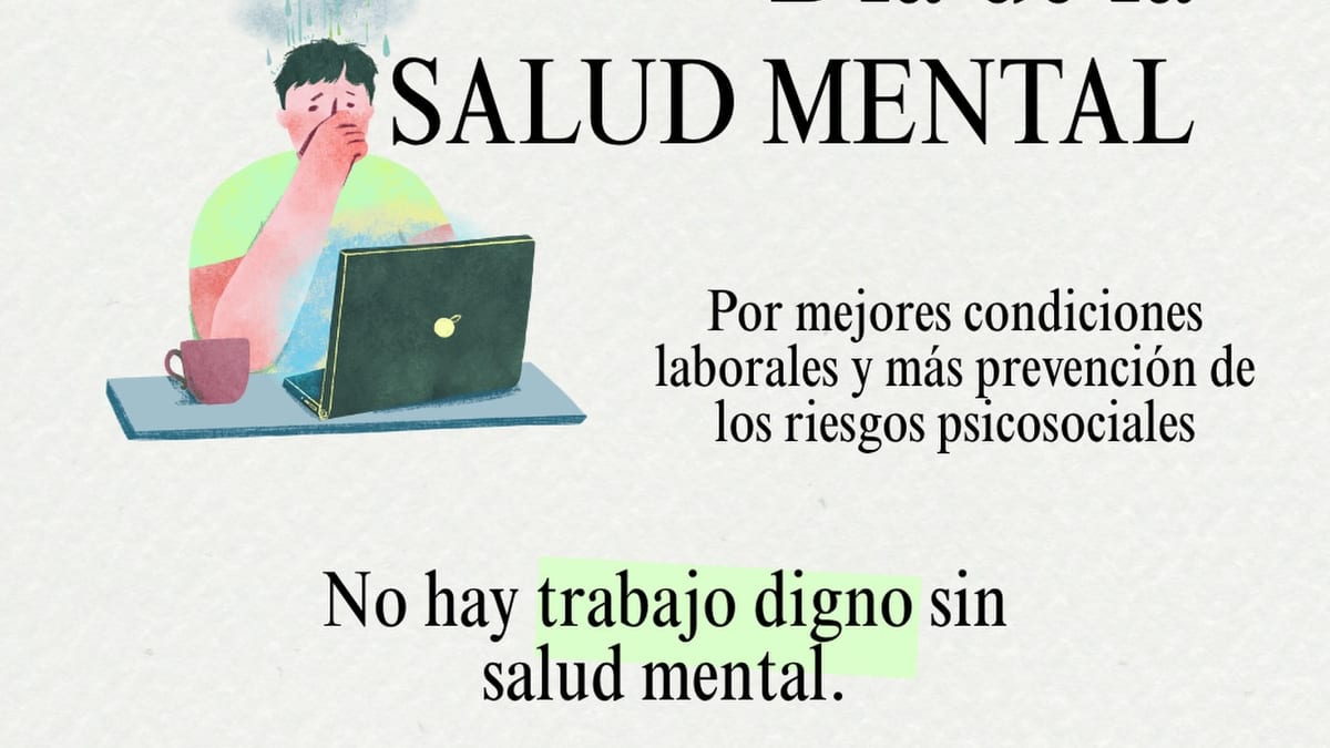 Campaña del Día de la Salud Mental del Ministerio de Trabajo y Economía Social del Gobierno de España: persona reflexiva sobre la importancia de la salud mental en el trabajo