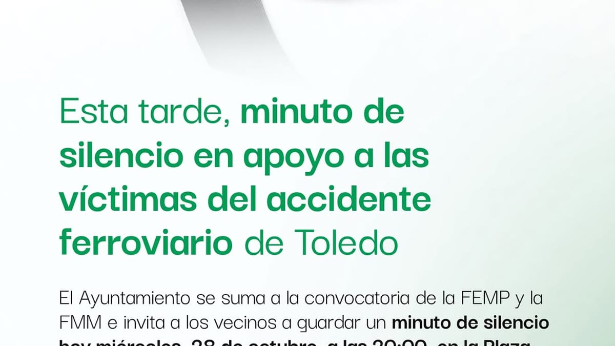 Cartel informativo del minuto de silencio en Collado-Villalba por el accidente ferroviario de Urda