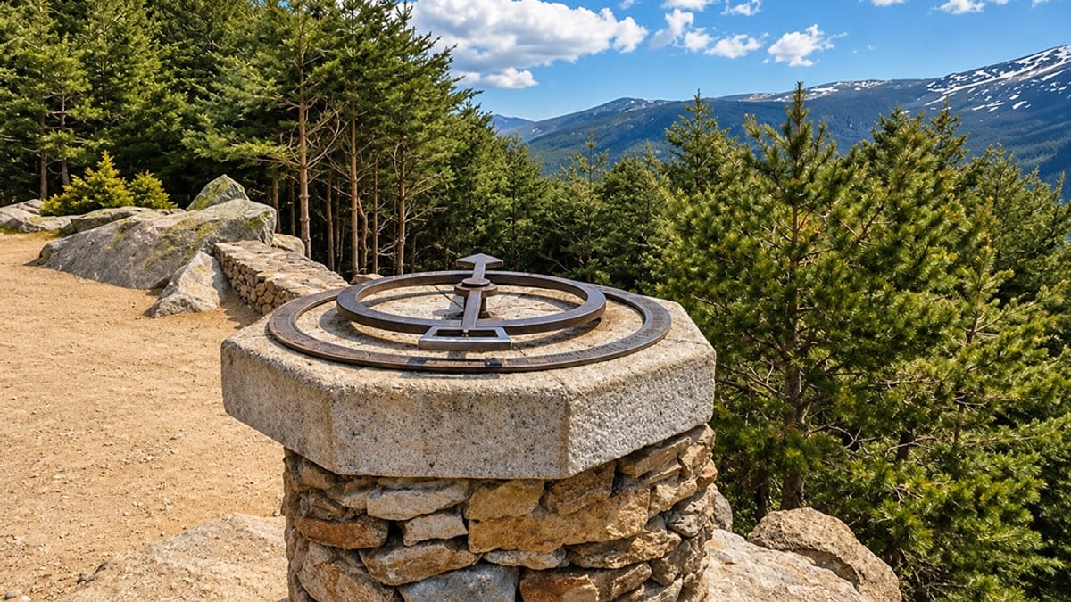 Panorámica del Mirador de la Gitana con vistas de la Sierra de Guadarrama, Cuerda Larga y Valle del Lozoya desde el Puerto de Cotos